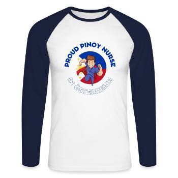 Pinoy Nurse Geschenk Krankenpfleger Österreich - Unisex Baseballshirt langarm - Weiß/Navy - Vorne - Nik (191cm)