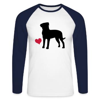 M. Rottweiler - T-shirt baseball manches longues Homme - blanc/marine - Devant - Nik (191cm)
