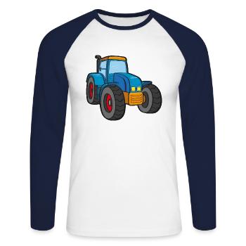Blue tractor - Unisex Long Sleeve Baseball T-Shirt - white/navy - Front - Nik (191cm)