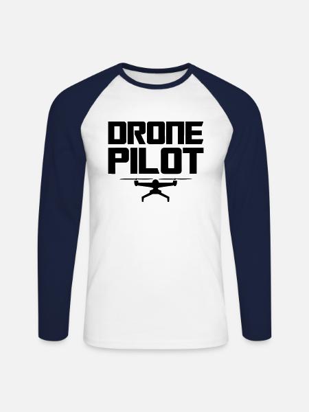 Drone Pilot Black - Unisex Long Sleeve Baseball T-Shirt - white/navy