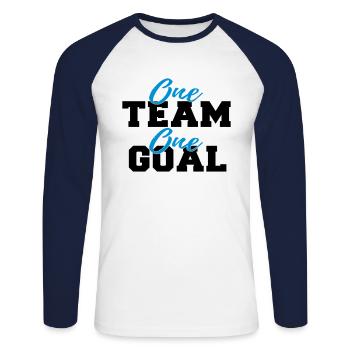 Team Work Goal Sport Team Goal Gift Idea - Unisex Long Sleeve Baseball T-Shirt - white/navy - Front - Nik (191cm)