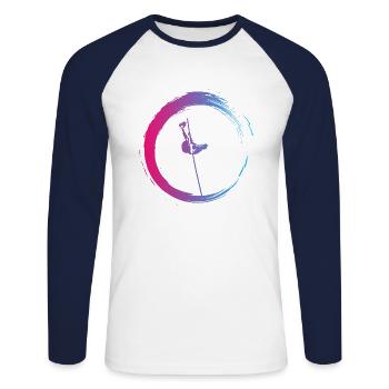 Stabhochsprung - Unisex Baseballshirt langarm - Weiß/Navy - Vorne - Nik (191cm)