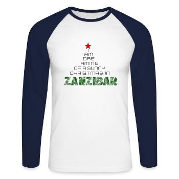 Christmas Weihnachten in Zanzibar, Tanzania - Unisex Long Sleeve Baseball T-Shirt - white/navy - Front - Nik (191cm)
