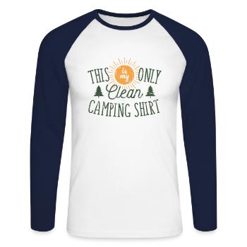 This Is My Only Clean Camping Shirt Gift - Unisex Long Sleeve Baseball T-Shirt - white/navy - Front - Nik (191cm)