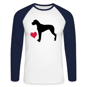 Great Dane - Unisex Long Sleeve Baseball T-Shirt - white/navy - Front - Nik (191cm)