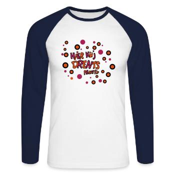 Here kuj Drents proaten - Unisex Long Sleeve Baseball T-Shirt - white/navy - Front - Nik (191cm)