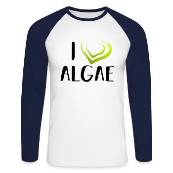 I love algae - Unisex Long Sleeve Baseball T-Shirt - white/navy - Front - Nik (191cm)