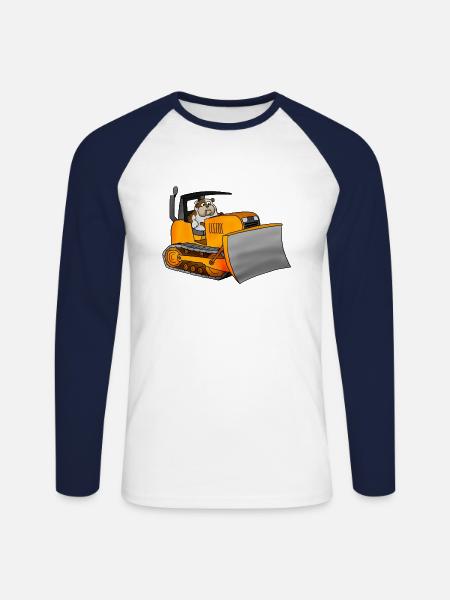 Bulldog dozer - Unisex Long Sleeve Baseball T-Shirt - white/navy