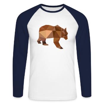 Ours - T-shirt baseball manches longues Homme - blanc/marine - Devant - Nik (191cm)