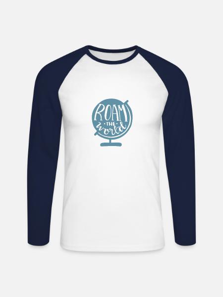 Parcourez le monde - T-shirt baseball manches longues Homme - blanc/marine