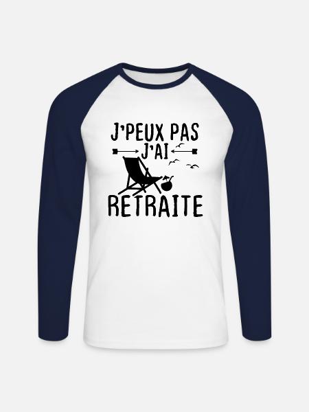 J peux pas j ai retraite - T-shirt baseball manches longues Homme - blanc/marine