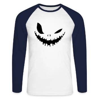 Masque d'Halloween - Conception drôle de protège-dents - T-shirt baseball manches longues Homme - blanc/marine - Devant - Nik (191cm)