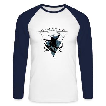 Something with Surfing Aerial Kick Out Surfer - Unisex Baseballshirt langarm - Weiß/Navy - Vorne - Nik (191cm)