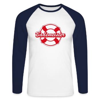 Lifeguard Shirt · Lifeguard · gift - Unisex Long Sleeve Baseball T-Shirt - white/navy - Front - Nik (191cm)