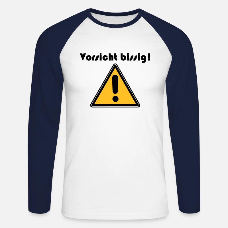 Vorsicht bissig - Unisex Baseballshirt langarm - Weiß/Navy