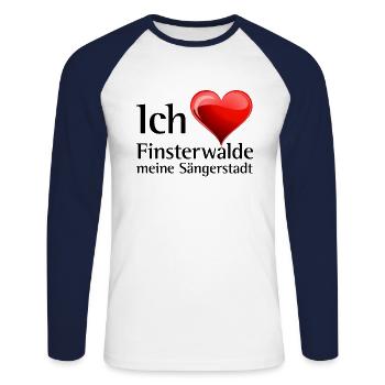 Ich liebe meine Sängerstadt - "I love finsterwalde - Unisex Baseballshirt langarm - Weiß/Navy - Vorne - Nik (191cm)
