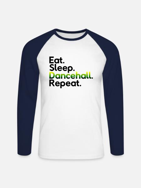 Eat Sleep Dancehall Repeat - Unisex Long Sleeve Baseball T-Shirt - white/navy