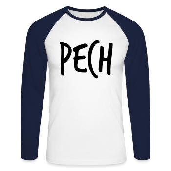 Look de partenaire - comme de la poix et du soufre - T-shirt baseball manches longues Homme - blanc/marine - Devant - Nik (191cm)