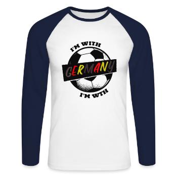 Équipe nationale de football Je suis avec l’Allemagne - T-shirt baseball manches longues Homme - blanc/marine - Devant - Nik (191cm)