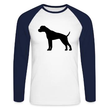 Boxer - T-shirt baseball manches longues Homme - blanc/marine - Devant - Nik (191cm)