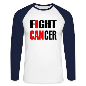 Fight Cancer 1- fight against cancer - Unisex Long Sleeve Baseball T-Shirt - white/navy - Front - Nik (191cm)