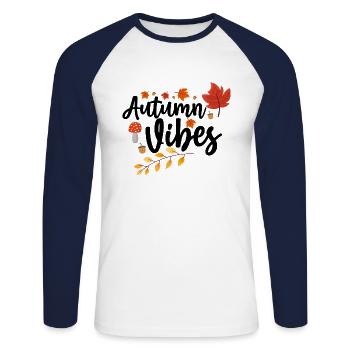 Fall vibes - Unisex Long Sleeve Baseball T-Shirt - white/navy - Front - Nik (191cm)