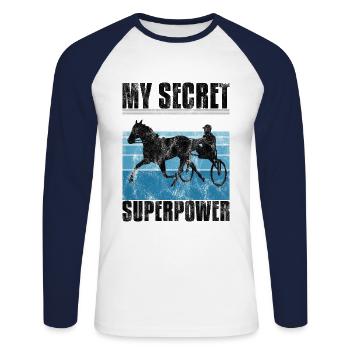 Ma course secrète de superpuissance Trabreiter Sulky - T-shirt baseball manches longues Homme - blanc/marine - Devant - Nik (191cm)