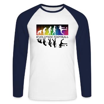 Evolution Football Soccer - Unisex Long Sleeve Baseball T-Shirt - white/navy - Front - Nik (191cm)