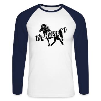 Cheval islandais: Cheval islandais Poney Merch - T-shirt baseball manches longues Homme - blanc/marine - Devant - Nik (191cm)