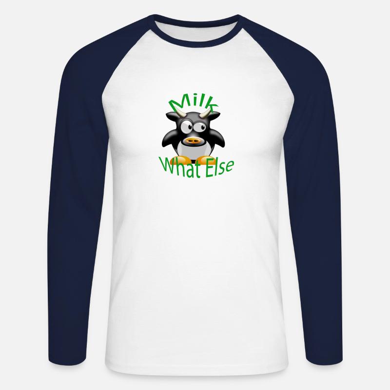 Kuh what Else - Unisex Baseballshirt langarm - Weiß/Navy