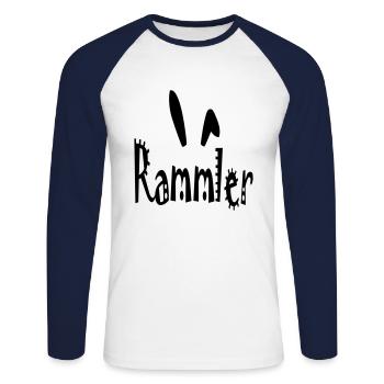 Rammler with rabbit ears (vector) - Unisex Long Sleeve Baseball T-Shirt - white/navy - Front - Nik (191cm)