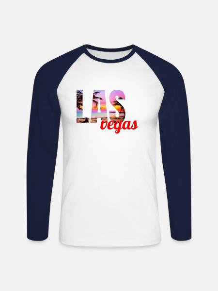 las vegas - Unisex Long Sleeve Baseball T-Shirt - white/navy