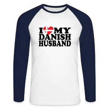 I Love my Danish Husband - Unisex Long Sleeve Baseball T-Shirt - white/navy - Front - Nik (191cm)