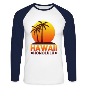 HAWAII été - T-shirt baseball manches longues Homme - blanc/marine - Devant - Nik (191cm)