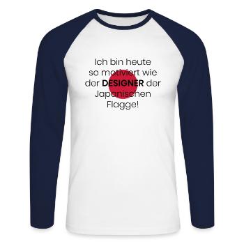 Faul Faultier Null Bock Motivation Japan Geschenk - Unisex Baseballshirt langarm - Weiß/Navy - Vorne - Nik (191cm)