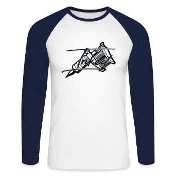 Tattoo machine inked tattoo - Unisex Long Sleeve Baseball T-Shirt - white/navy - Front - Nik (191cm)