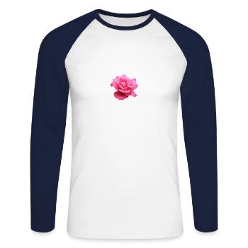 Rose - Unisex Baseballshirt langarm - Weiß/Navy - Vorne - Nik (191cm)