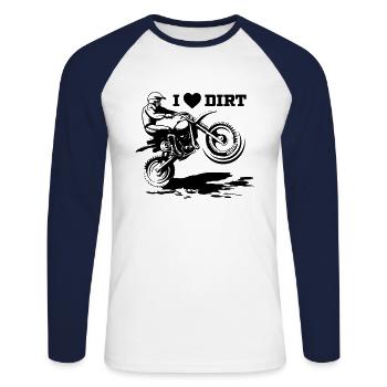 I love dirt Motorcross - T-shirt baseball manches longues Homme - blanc/marine - Devant - Nik (191cm)
