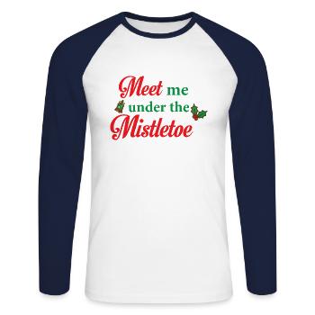 T-shirt de gui · Festive · Cadeau de Noël - T-shirt baseball manches longues Homme - blanc/marine - Devant - Nik (191cm)
