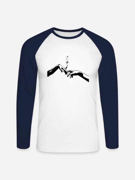 Michelangelo Popart - Unisex Baseballshirt langarm - Weiß/Navy