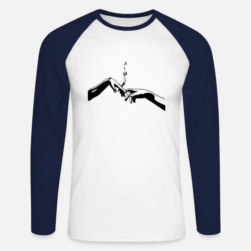 Michelangelo Popart - Unisex Baseballshirt langarm - Weiß/Navy