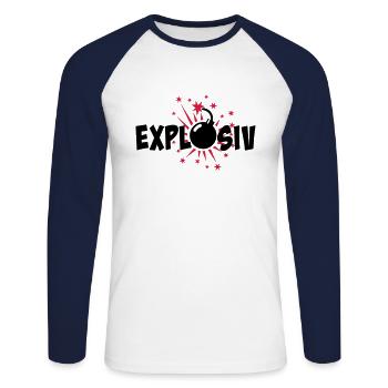 80 Explosiv Bombe Explosion - Unisex Baseballshirt langarm - Weiß/Navy - Vorne - Nik (191cm)