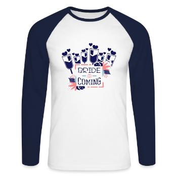 BRIDE 5 - Unisex Baseballshirt langarm - Weiß/Navy - Vorne - Nik (191cm)