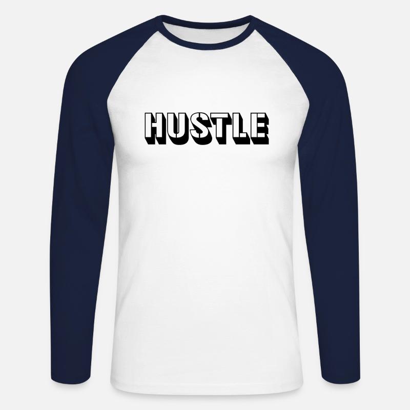 Hustle - Unisex Long Sleeve Baseball T-Shirt - white/navy