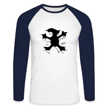 Tapir silhouette ripped saddle cloth tapir - Unisex Long Sleeve Baseball T-Shirt - white/navy - Front - Nik (191cm)