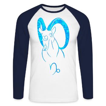 Bouquetin - T-shirt baseball manches longues Homme - blanc/marine - Devant - Nik (191cm)
