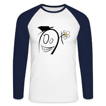 Crazy male - Unisex Long Sleeve Baseball T-Shirt - white/navy - Front - Nik (191cm)