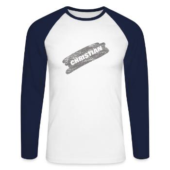 CHRISTIAN Farbe Maler Kuenstler - Unisex Baseballshirt langarm - Weiß/Navy - Vorne - Nik (191cm)