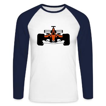 formule 1 voiture course 1072 - T-shirt baseball manches longues Homme - blanc/marine - Devant - Nik (191cm)