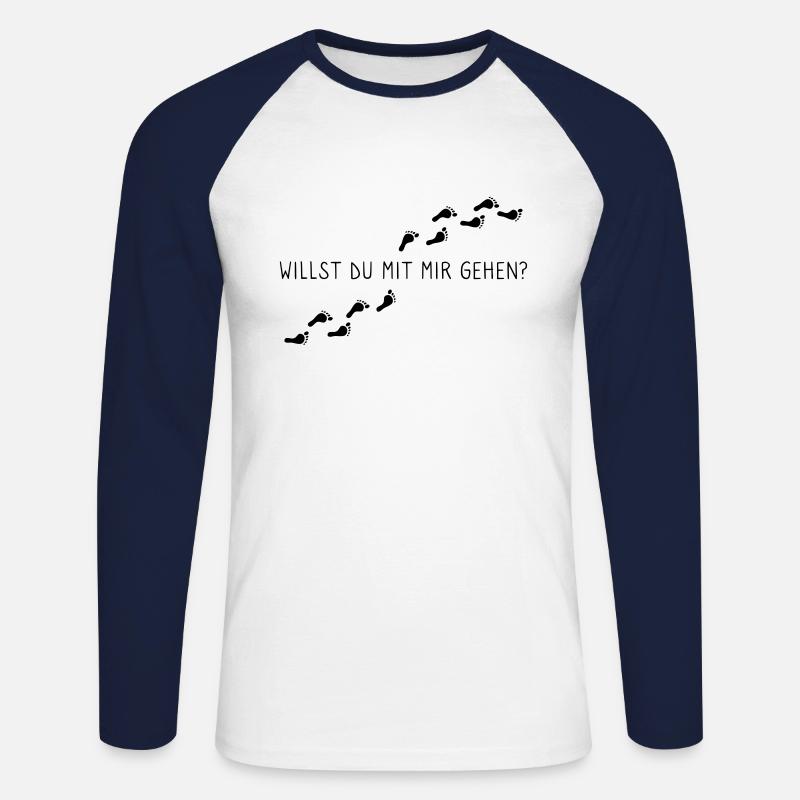 Willst du mit mir gehen? - Unisex Baseballshirt langarm - Weiß/Navy